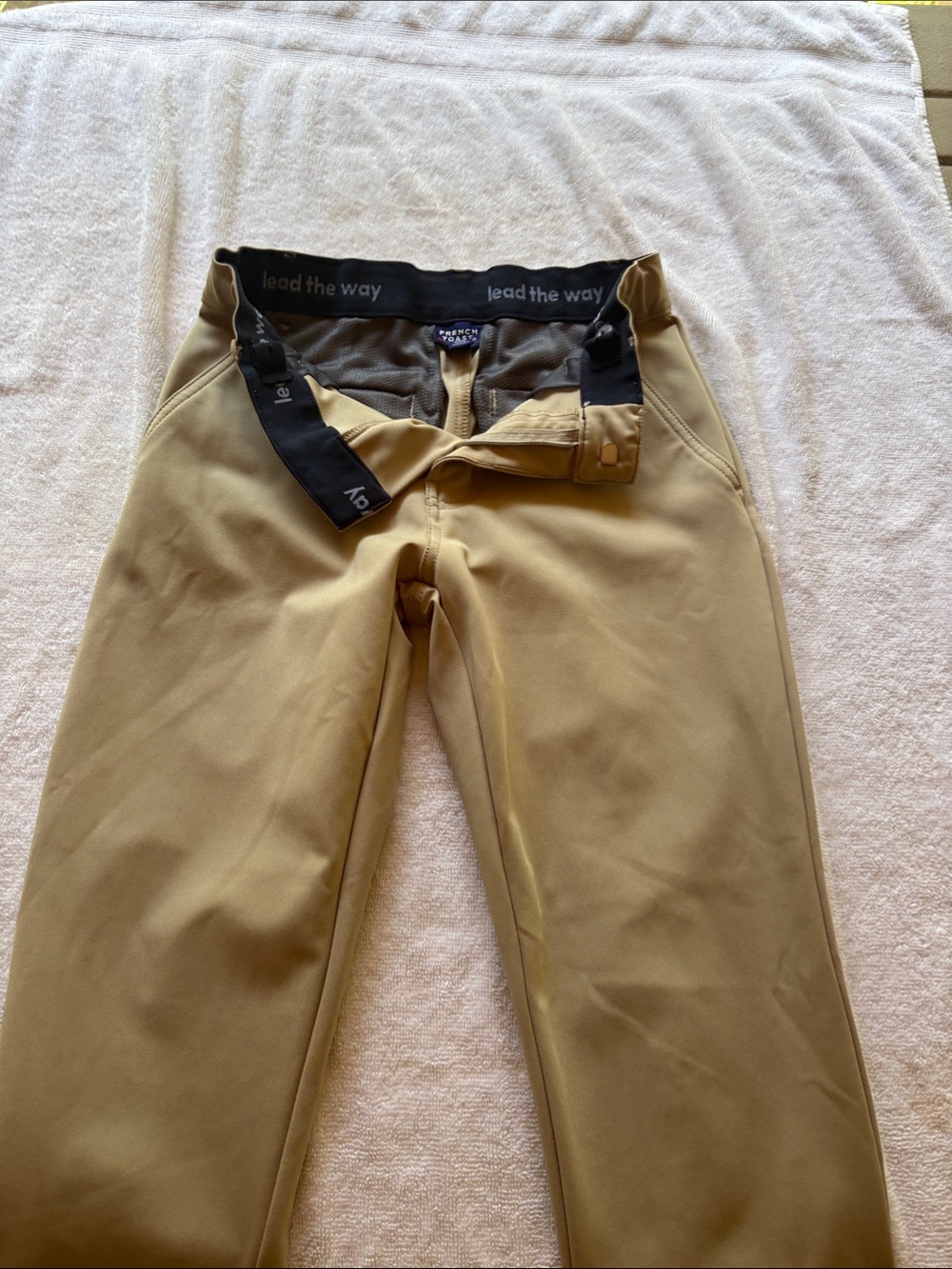 French Toast Tan Stretch Casual Pants with Elastic 'Lead the Way' Waistband